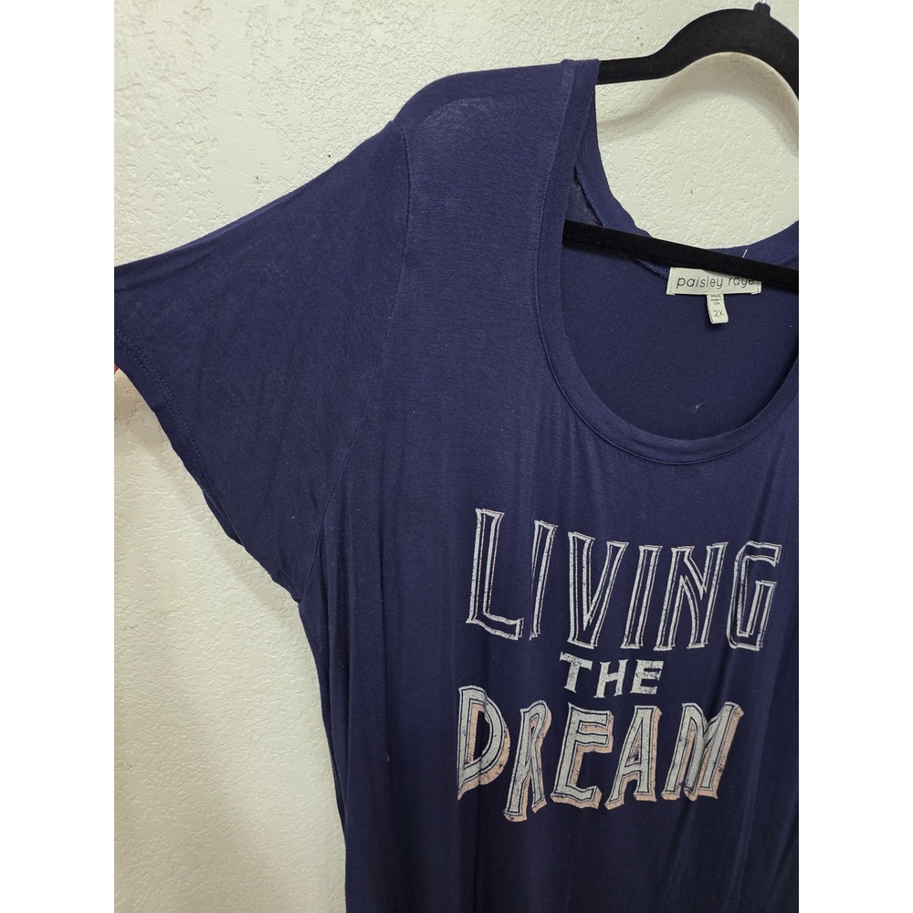 Paisley Raye Living The Dream Navy Graphic Tee 2X - Picture 6 of 7